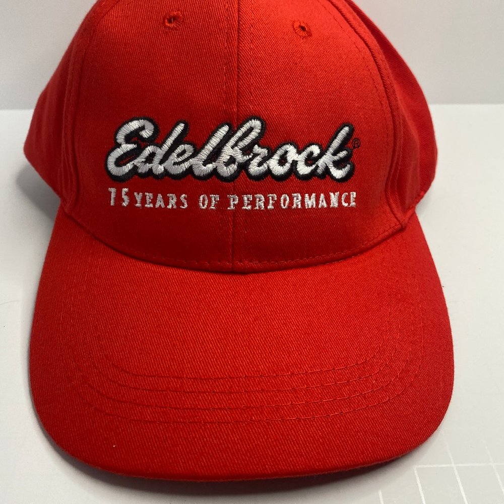 Edelbrock Hat Red Racing Cap HOT ROD 75 Years of Performance